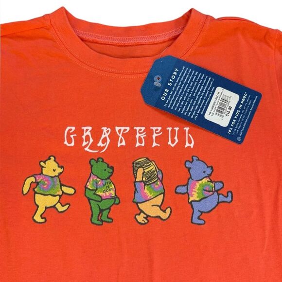 Life Is Good Crusher Tee Orange Grateful Bears Winnie The Pooh Kids Medium NEW - Picture 3 of 7